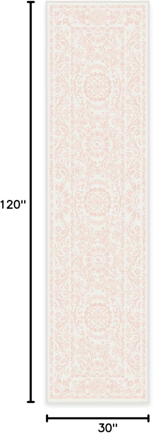 imageRUGGABLE Washable Area Rug Delphina Delft Blue 6x9 StainResistant NonSlip Medium Machine Washable Rugs for Living Room Bedroom Hallway Entryway ampamp Officewith Standard PadPowder Pink Cushioned Pad