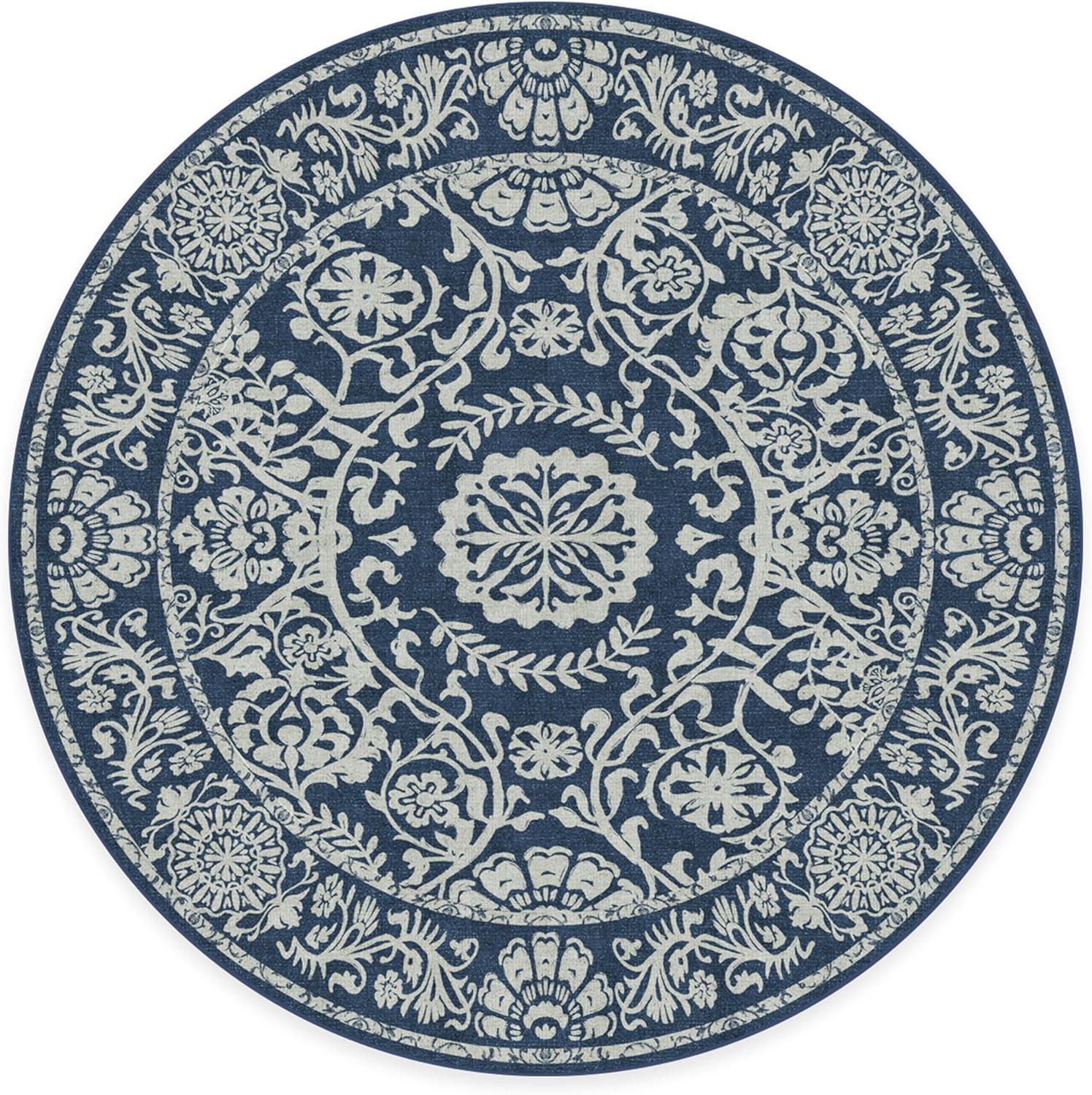 imageRUGGABLE Washable Area Rug Delphina Delft Blue 6x9 StainResistant NonSlip Medium Machine Washable Rugs for Living Room Bedroom Hallway Entryway ampamp Officewith Standard PadNavy Blue Cushioned Pad