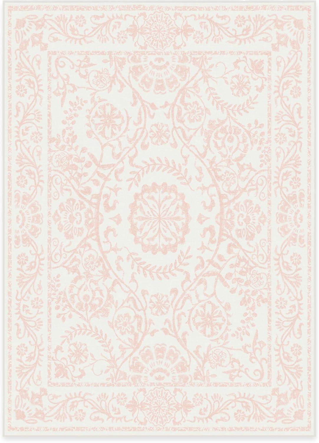 imageRUGGABLE Washable Area Rug Delphina Delft Blue 6x9 StainResistant NonSlip Medium Machine Washable Rugs for Living Room Bedroom Hallway Entryway ampamp Officewith Standard PadPowder Pink Cushioned Pad