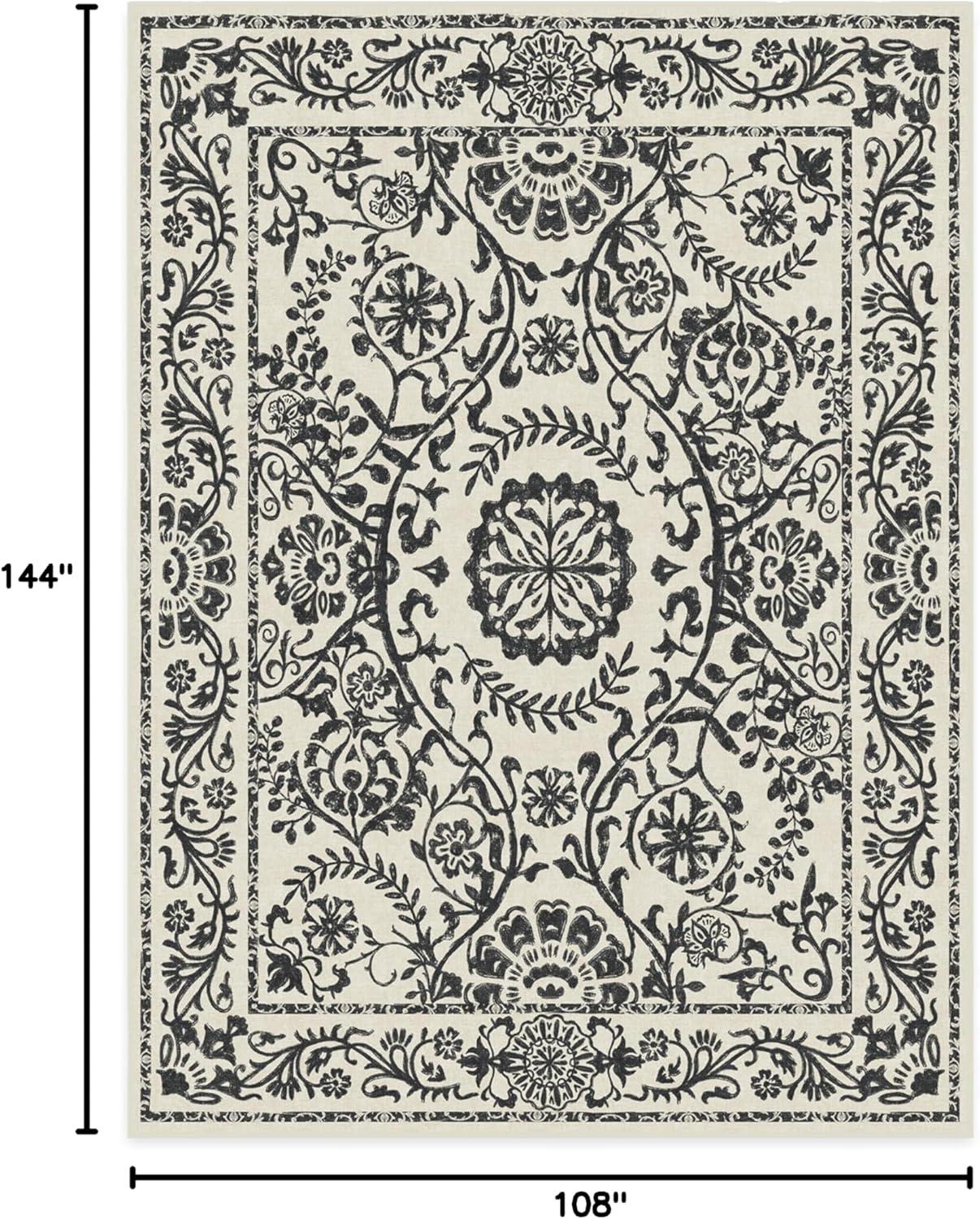 imageRUGGABLE Washable Area Rug Delphina Delft Blue 6x9 StainResistant NonSlip Medium Machine Washable Rugs for Living Room Bedroom Hallway Entryway ampamp Officewith Standard PadBlack White Cushioned Pad