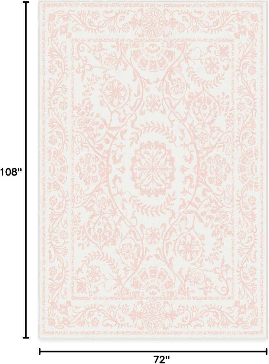 imageRUGGABLE Washable Area Rug Delphina Delft Blue 6x9 StainResistant NonSlip Medium Machine Washable Rugs for Living Room Bedroom Hallway Entryway ampamp Officewith Standard PadPowder Pink Cushioned Pad