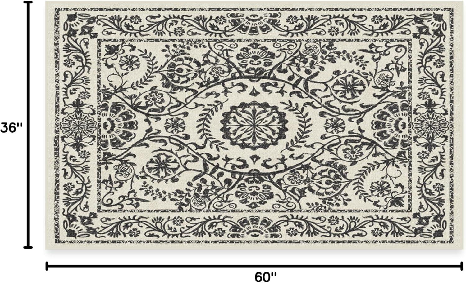 imageRUGGABLE Washable Area Rug Delphina Delft Blue 6x9 StainResistant NonSlip Medium Machine Washable Rugs for Living Room Bedroom Hallway Entryway ampamp Officewith Standard PadBlack White Cushioned Pad