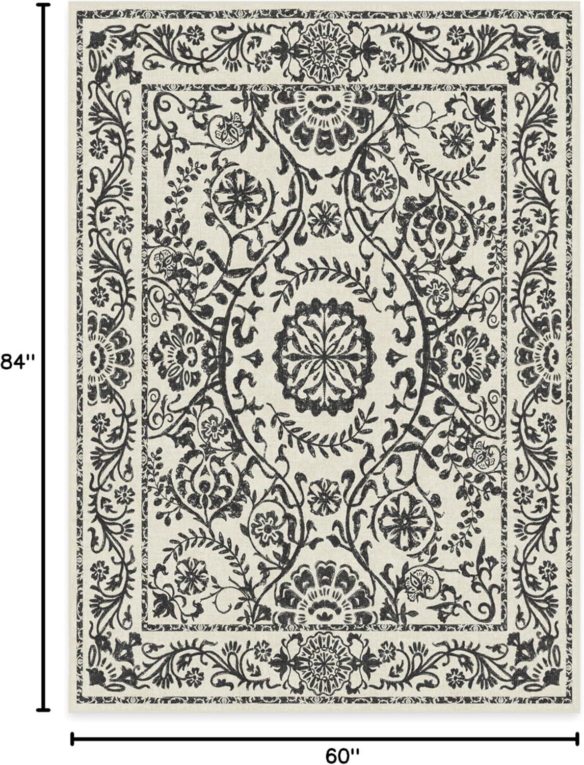 imageRUGGABLE Washable Area Rug Delphina Delft Blue 6x9 StainResistant NonSlip Medium Machine Washable Rugs for Living Room Bedroom Hallway Entryway ampamp Officewith Standard PadBlack White Cushioned Pad