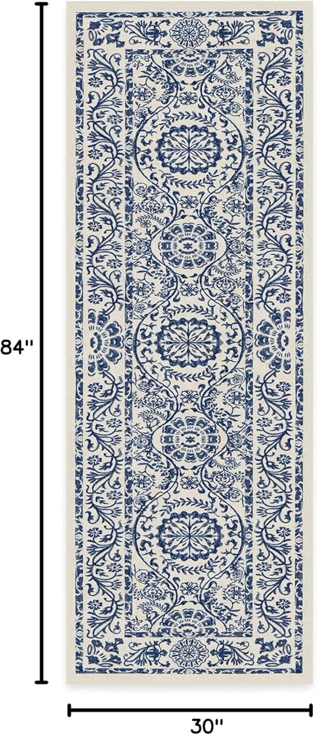 imageRUGGABLE Washable Area Rug Delphina Delft Blue 6x9 StainResistant NonSlip Medium Machine Washable Rugs for Living Room Bedroom Hallway Entryway ampamp Officewith Standard PadDelft Blue Standard Pad