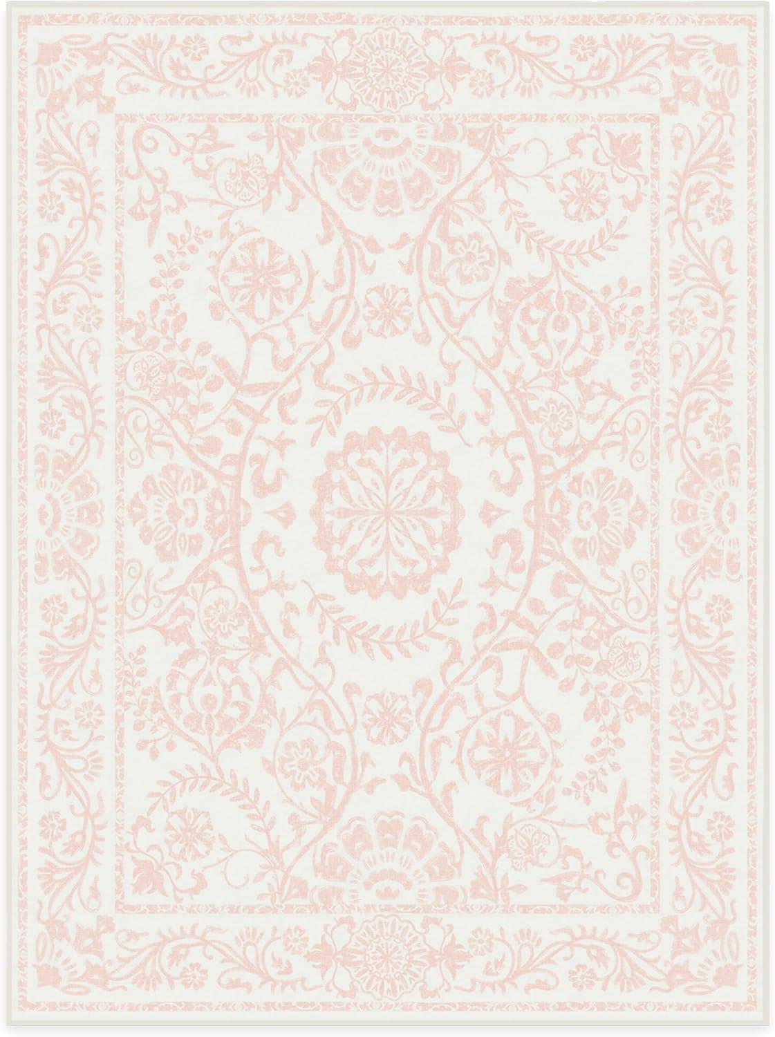 imageRUGGABLE Washable Area Rug Delphina Delft Blue 6x9 StainResistant NonSlip Medium Machine Washable Rugs for Living Room Bedroom Hallway Entryway ampamp Officewith Standard PadPowder Pink Cushioned Pad