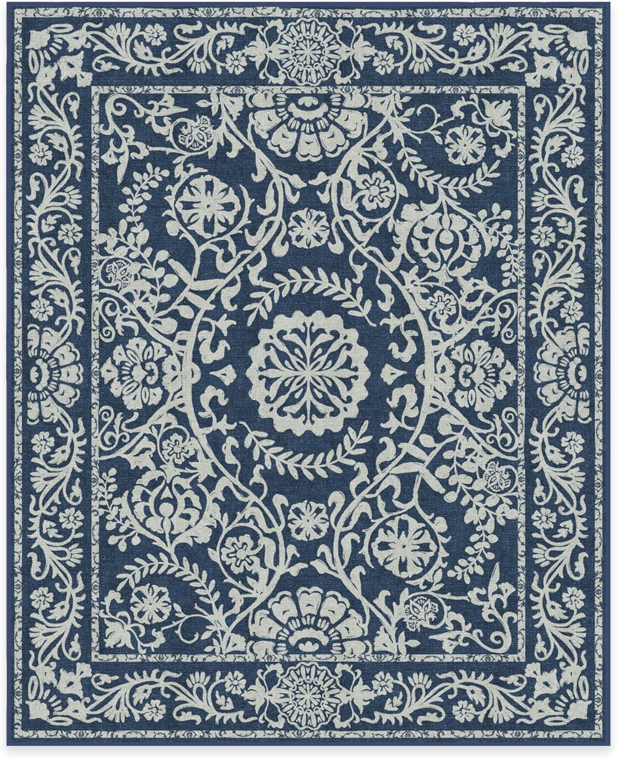 imageRUGGABLE Washable Area Rug Delphina Delft Blue 6x9 StainResistant NonSlip Medium Machine Washable Rugs for Living Room Bedroom Hallway Entryway ampamp Officewith Standard PadNavy Blue Cushioned Pad