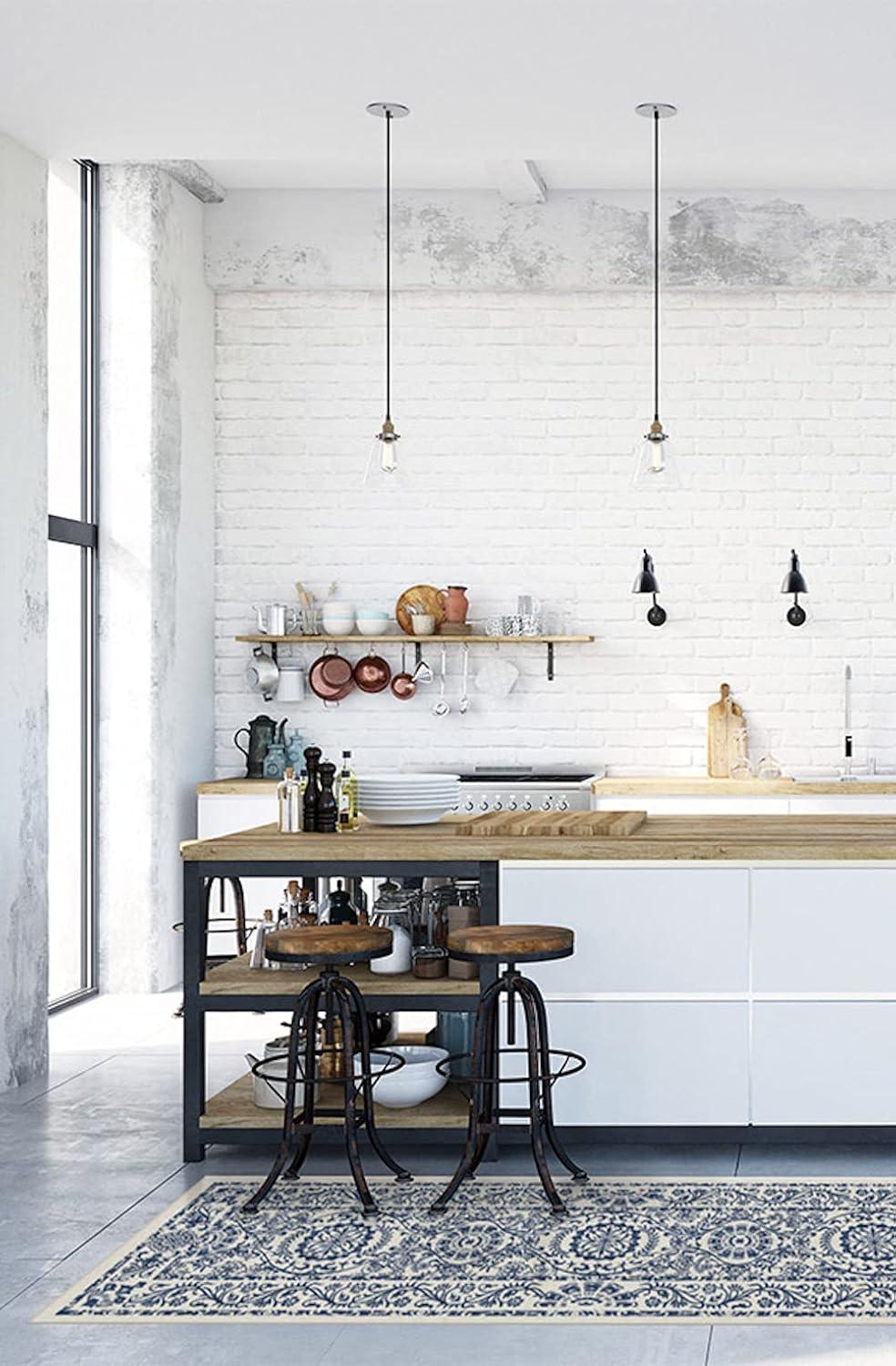 imageRUGGABLE Washable Area Rug Delphina Delft Blue 6x9 StainResistant NonSlip Medium Machine Washable Rugs for Living Room Bedroom Hallway Entryway ampamp Officewith Standard PadDelft Blue Standard Pad