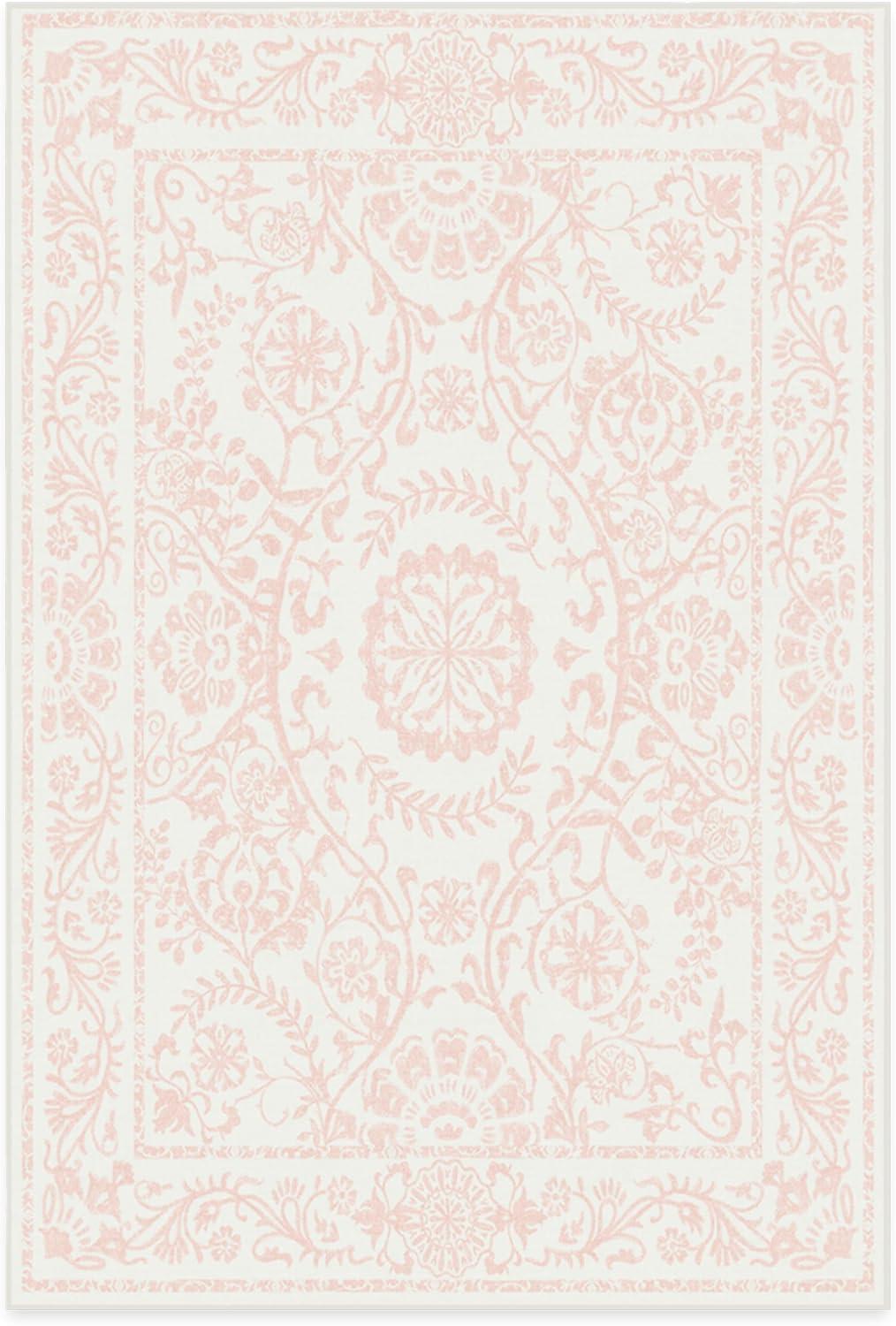 imageRUGGABLE Washable Area Rug Delphina Delft Blue 6x9 StainResistant NonSlip Medium Machine Washable Rugs for Living Room Bedroom Hallway Entryway ampamp Officewith Standard PadPowder Pink Standard Pad