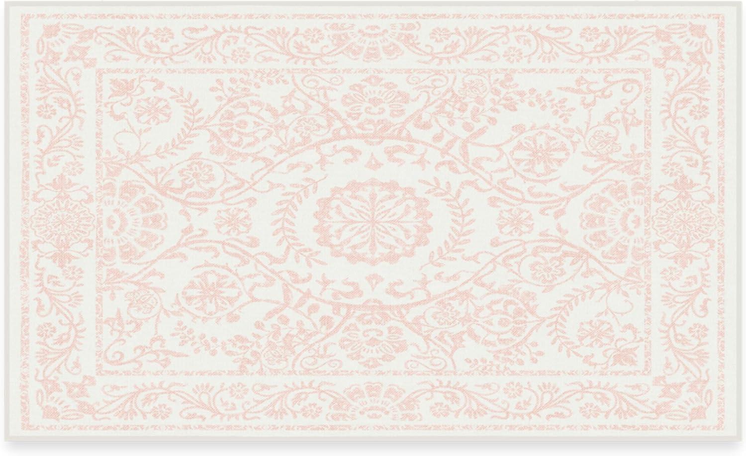 imageRUGGABLE Washable Area Rug Delphina Delft Blue 6x9 StainResistant NonSlip Medium Machine Washable Rugs for Living Room Bedroom Hallway Entryway ampamp Officewith Standard PadPowder Pink Standard Pad