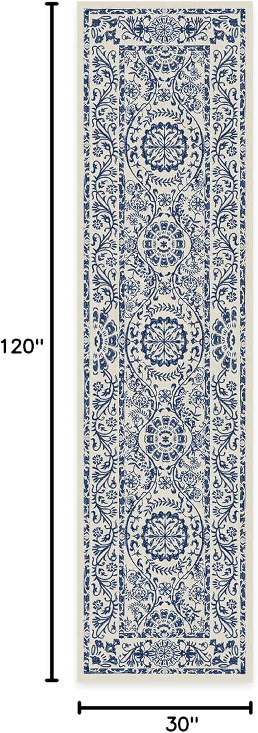 imageRUGGABLE Washable Area Rug Delphina Delft Blue 6x9 StainResistant NonSlip Medium Machine Washable Rugs for Living Room Bedroom Hallway Entryway ampamp Officewith Standard PadDelft Blue Cushioned Pad