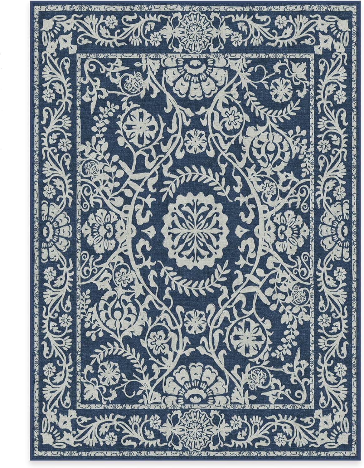 imageRUGGABLE Washable Area Rug Delphina Delft Blue 6x9 StainResistant NonSlip Medium Machine Washable Rugs for Living Room Bedroom Hallway Entryway ampamp Officewith Standard PadNavy Blue Standard Pad