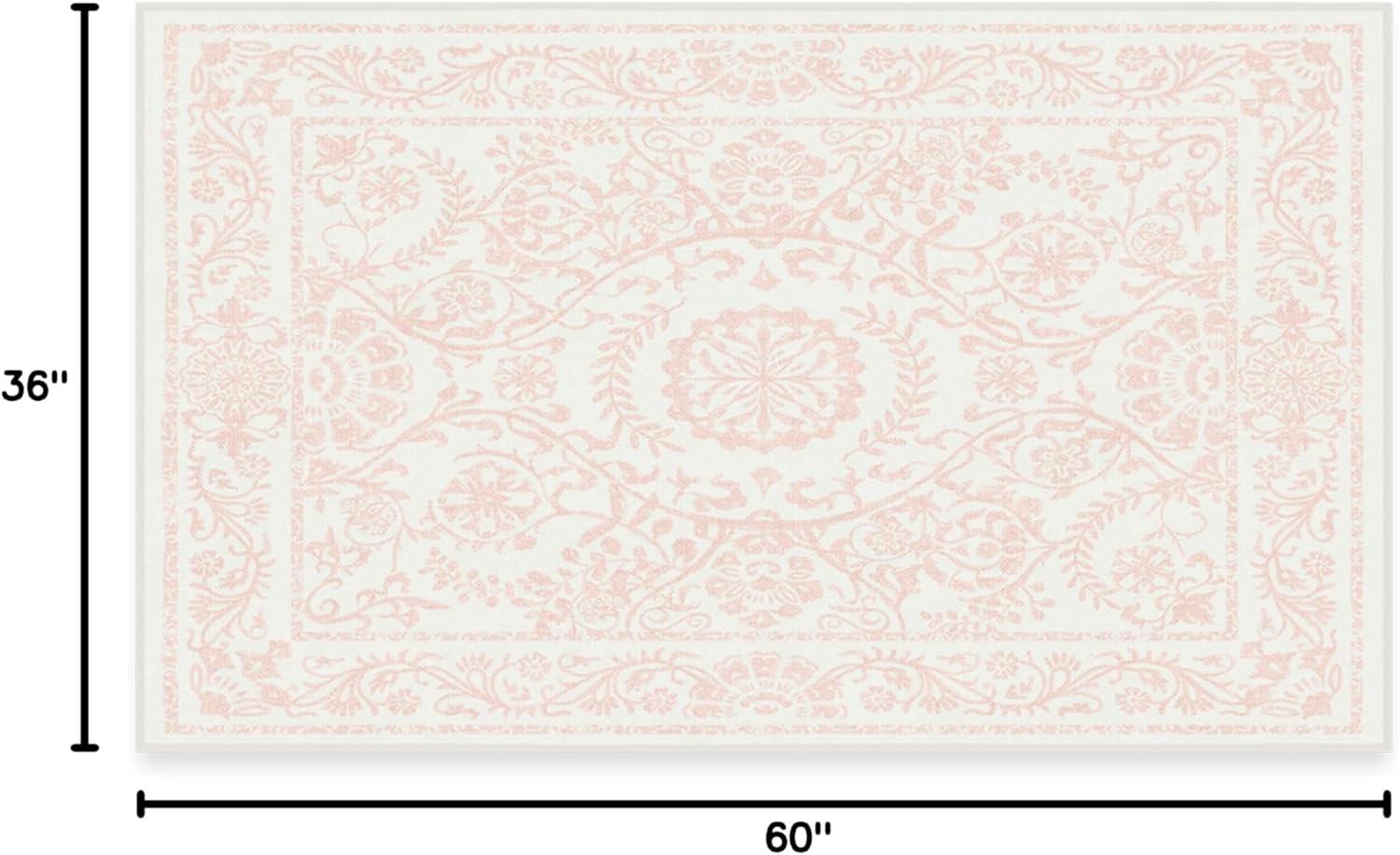 imageRUGGABLE Washable Area Rug Delphina Delft Blue 6x9 StainResistant NonSlip Medium Machine Washable Rugs for Living Room Bedroom Hallway Entryway ampamp Officewith Standard PadPowder Pink Standard Pad