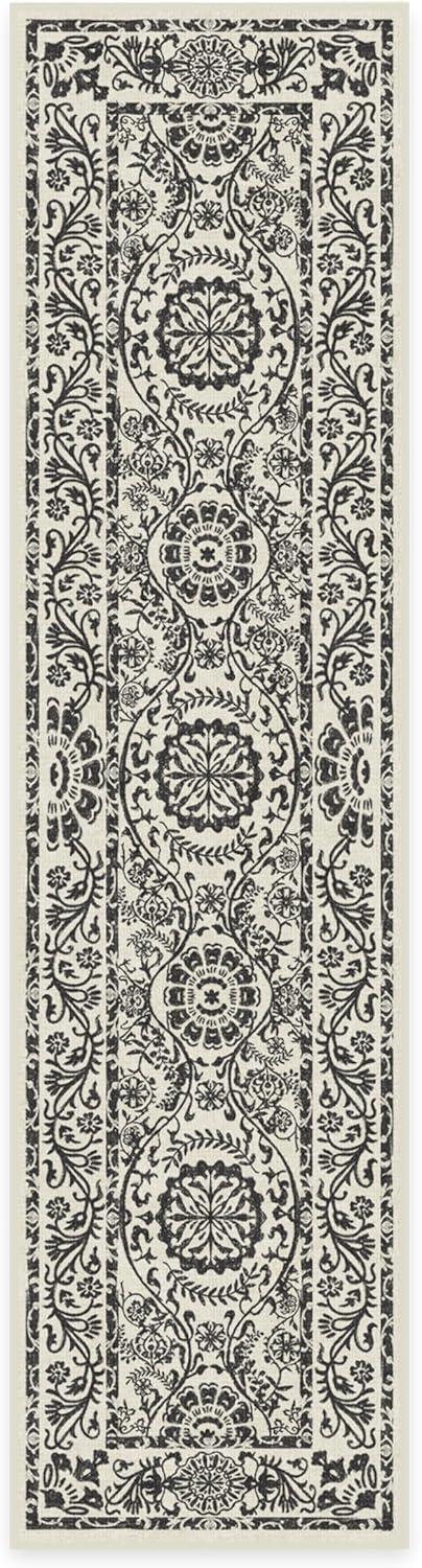 imageRUGGABLE Washable Area Rug Delphina Delft Blue 6x9 StainResistant NonSlip Medium Machine Washable Rugs for Living Room Bedroom Hallway Entryway ampamp Officewith Standard PadBlack White Standard Pad