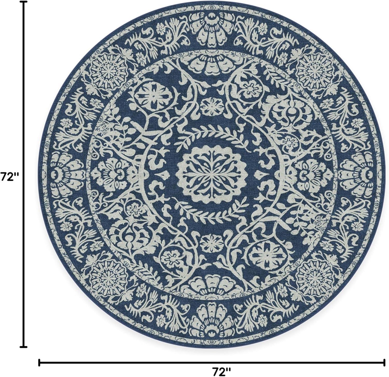 imageRUGGABLE Washable Area Rug Delphina Delft Blue 6x9 StainResistant NonSlip Medium Machine Washable Rugs for Living Room Bedroom Hallway Entryway ampamp Officewith Standard PadNavy Blue Cushioned Pad