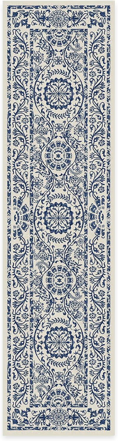 imageRUGGABLE Washable Area Rug Delphina Delft Blue 6x9 StainResistant NonSlip Medium Machine Washable Rugs for Living Room Bedroom Hallway Entryway ampamp Officewith Standard PadDelft Blue Standard Pad