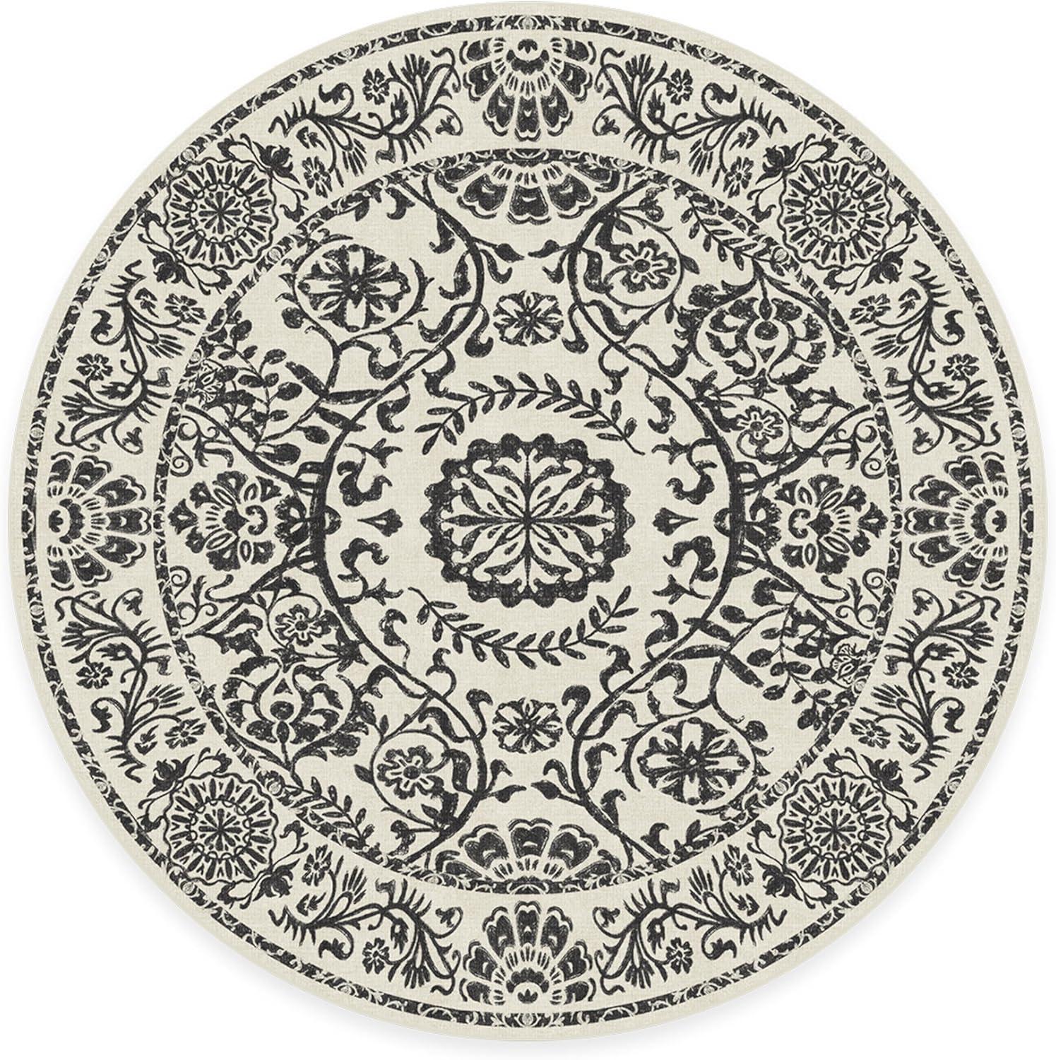 imageRUGGABLE Washable Area Rug Delphina Delft Blue 6x9 StainResistant NonSlip Medium Machine Washable Rugs for Living Room Bedroom Hallway Entryway ampamp Officewith Standard PadBlack White Standard Pad