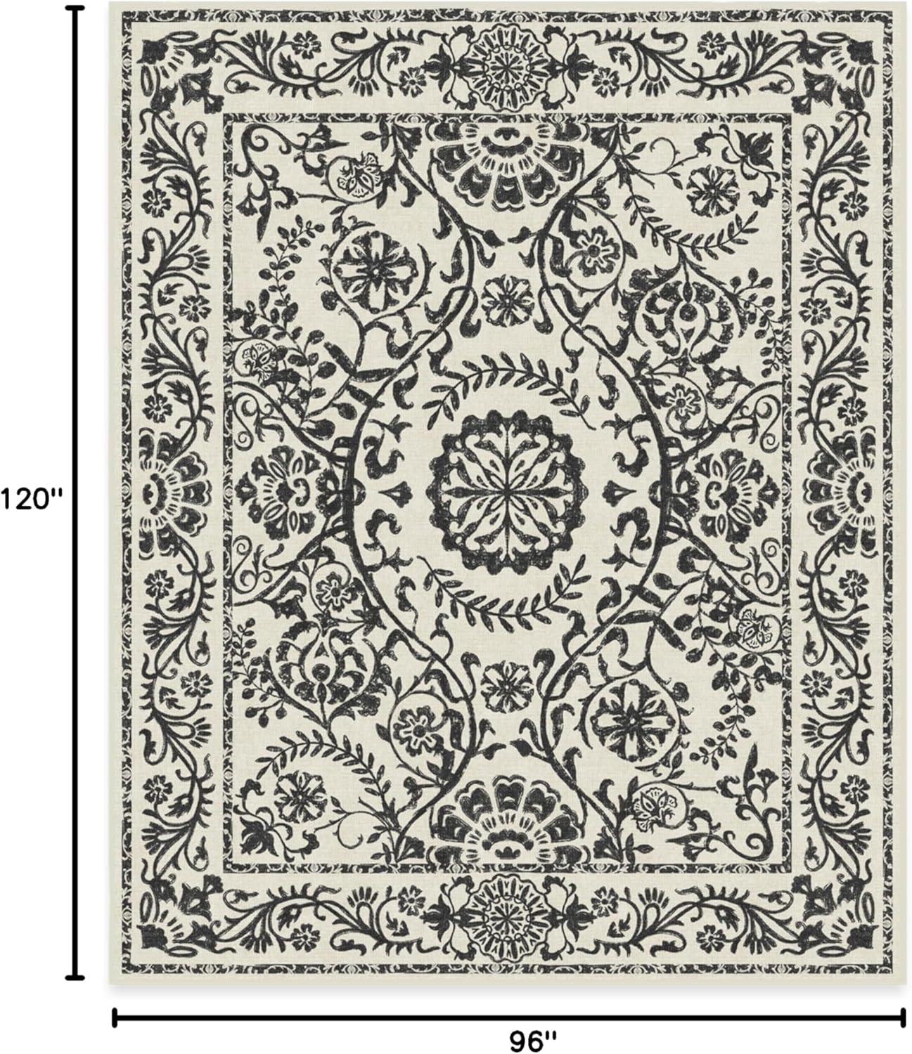imageRUGGABLE Washable Area Rug Delphina Delft Blue 6x9 StainResistant NonSlip Medium Machine Washable Rugs for Living Room Bedroom Hallway Entryway ampamp Officewith Standard PadBlack White Standard Pad