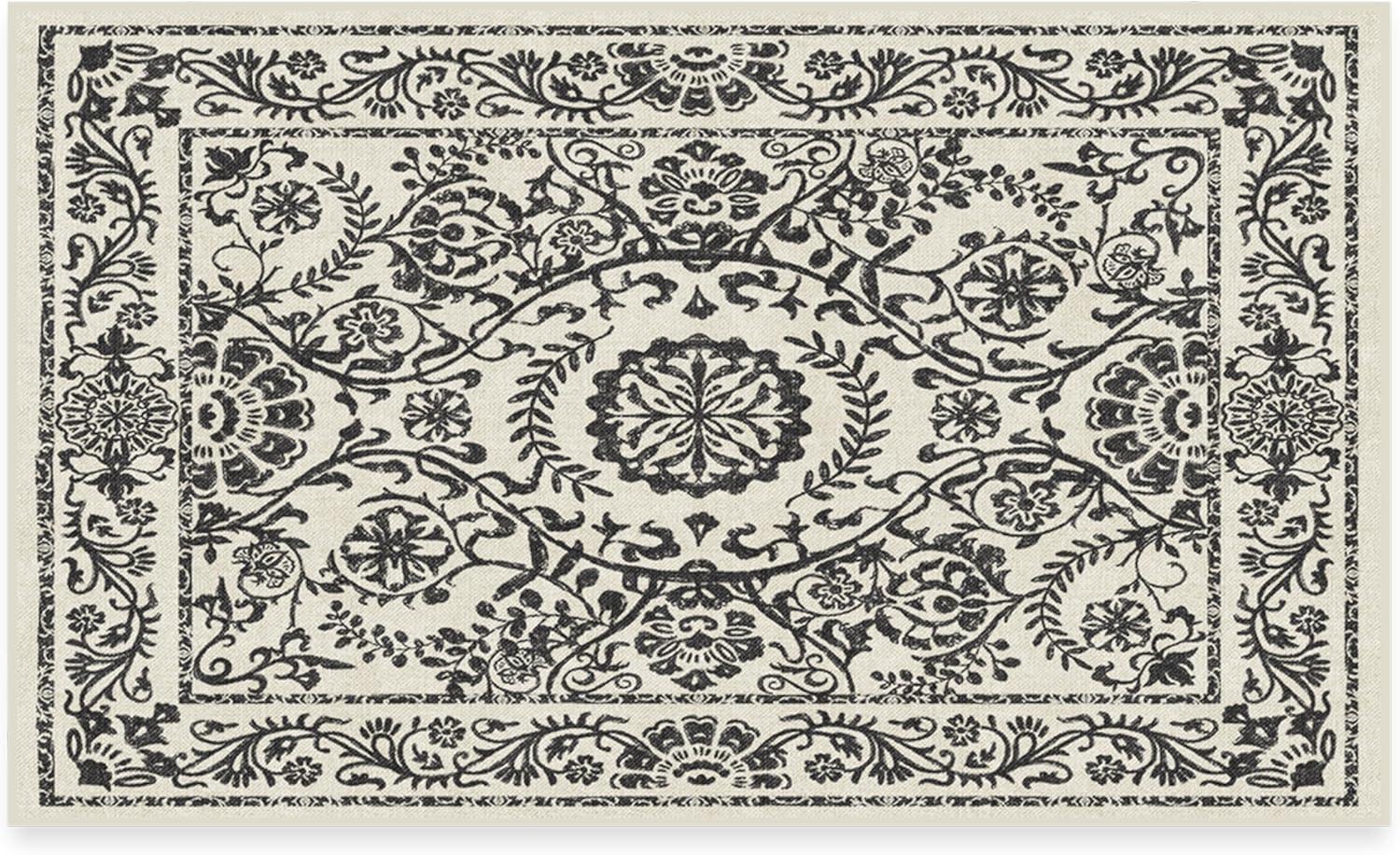 imageRUGGABLE Washable Area Rug Delphina Delft Blue 6x9 StainResistant NonSlip Medium Machine Washable Rugs for Living Room Bedroom Hallway Entryway ampamp Officewith Standard PadBlack White Standard Pad