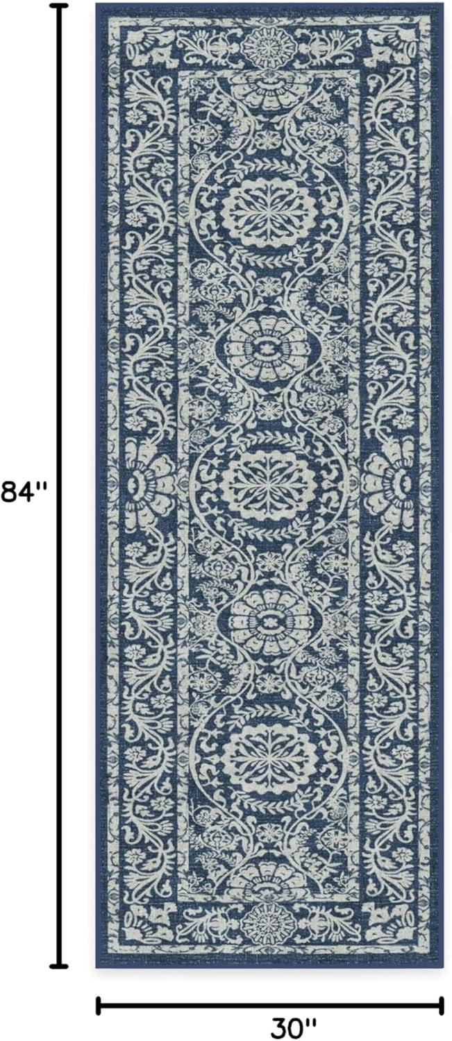 imageRUGGABLE Washable Area Rug Delphina Delft Blue 6x9 StainResistant NonSlip Medium Machine Washable Rugs for Living Room Bedroom Hallway Entryway ampamp Officewith Standard PadNavy Blue Cushioned Pad