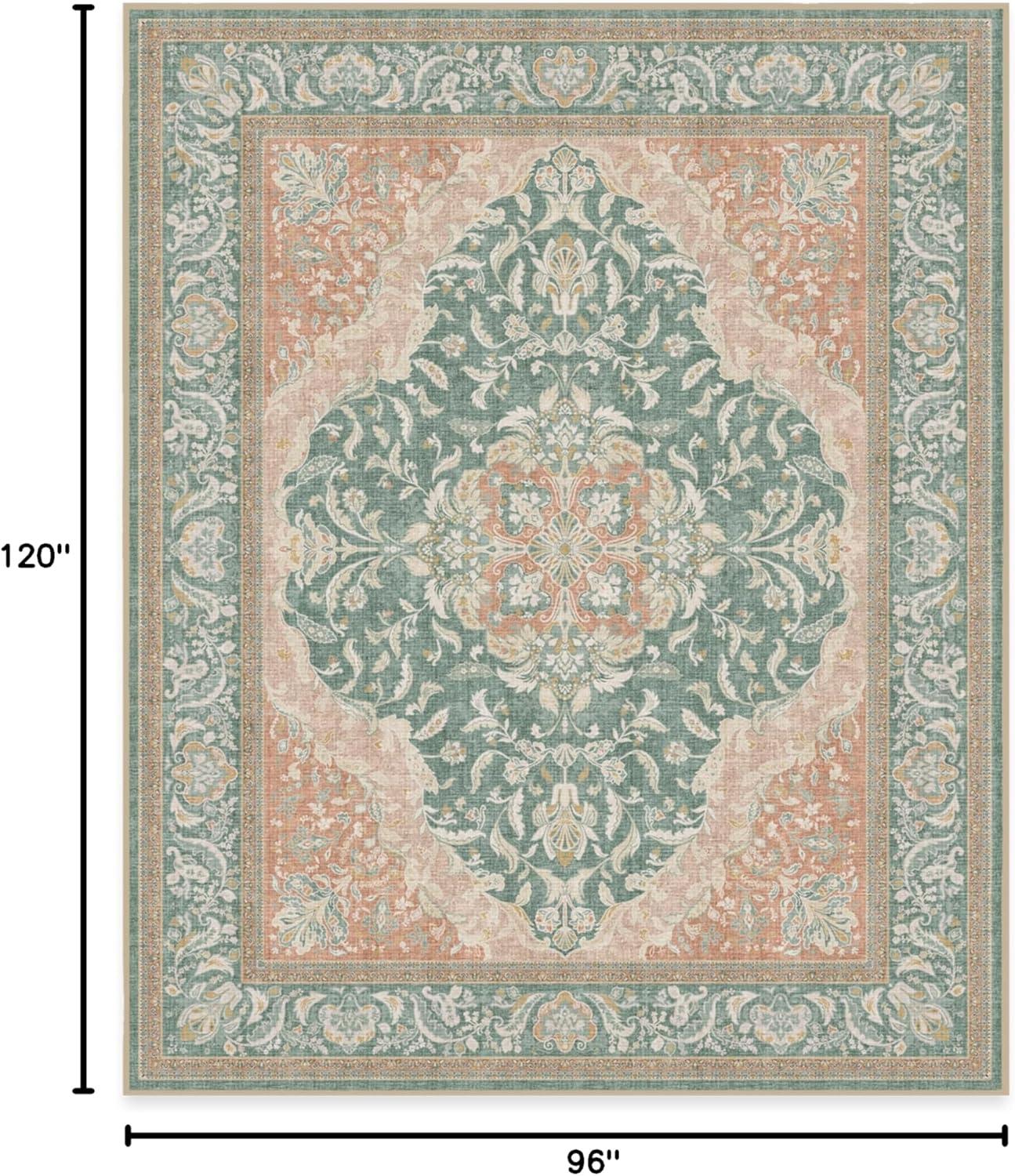 imageRUGGABLE Washable Area Rug Outdoor Allura Copper Sage 5x7 StainResistant NonSlip Medium Machine Washable Rugs for Entryway Patio Balcony Deck ampamp Porchwith Standard PadAllura Copper Sage Standard Pad