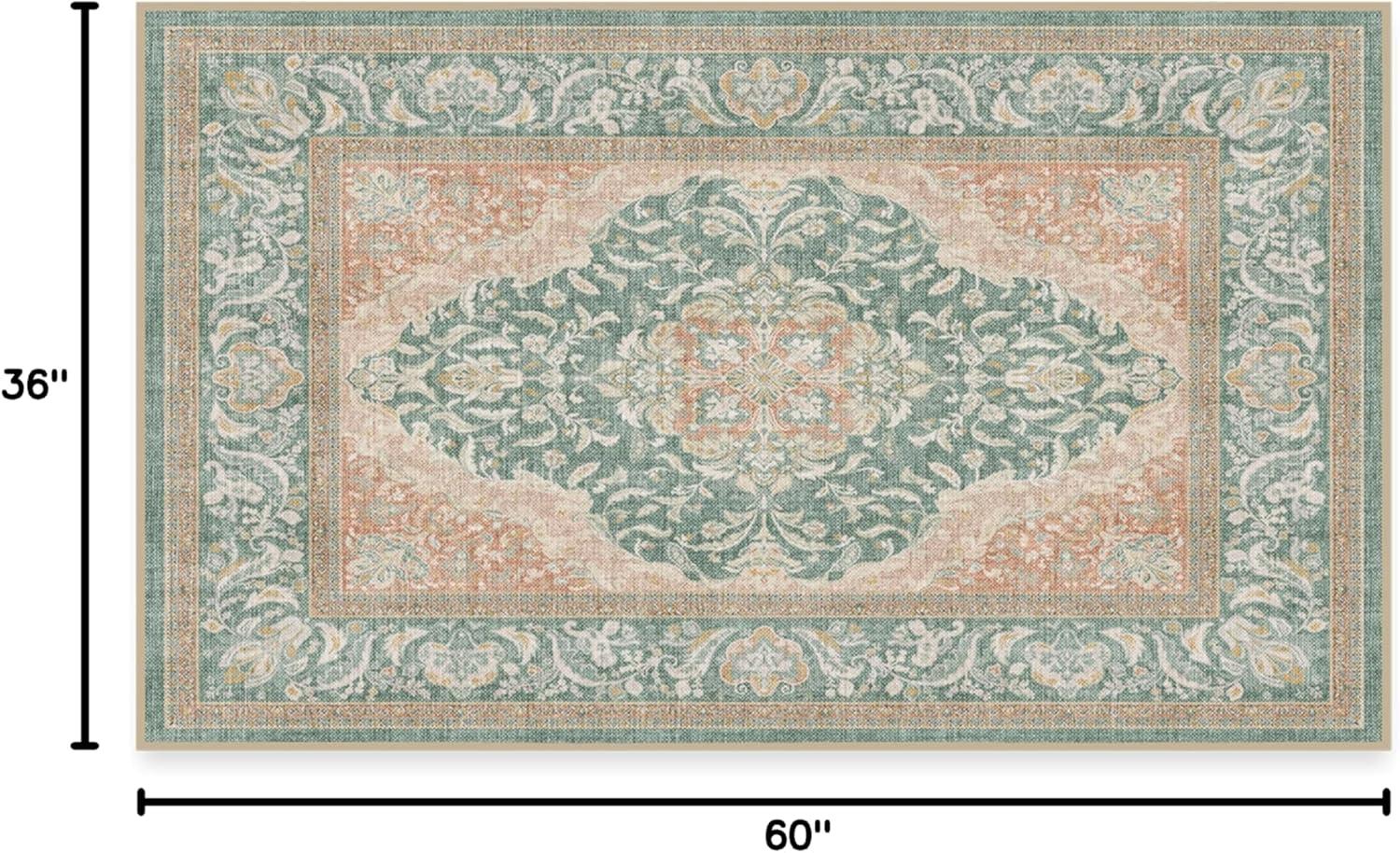 imageRUGGABLE Washable Area Rug Outdoor Allura Copper Sage 5x7 StainResistant NonSlip Medium Machine Washable Rugs for Entryway Patio Balcony Deck ampamp Porchwith Standard PadAllura Copper Sage Standard Pad