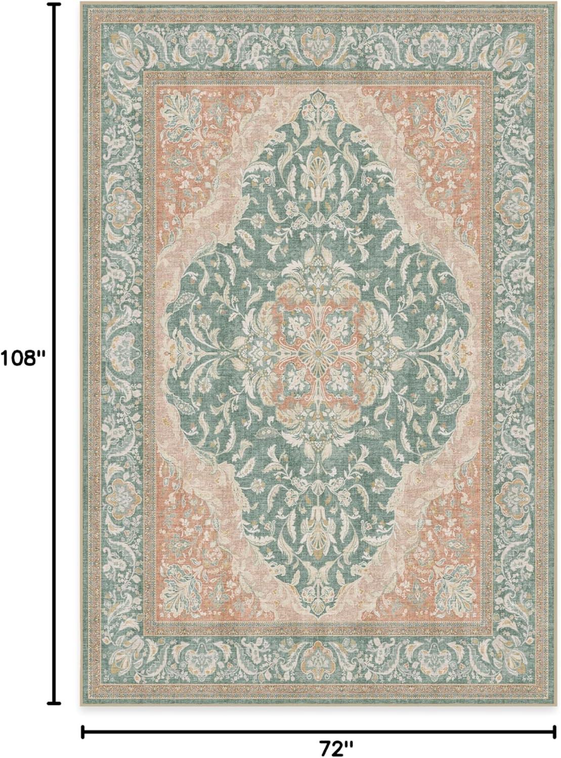 imageRUGGABLE Washable Area Rug Outdoor Allura Copper Sage 5x7 StainResistant NonSlip Medium Machine Washable Rugs for Entryway Patio Balcony Deck ampamp Porchwith Standard PadAllura Copper Sage Standard Pad