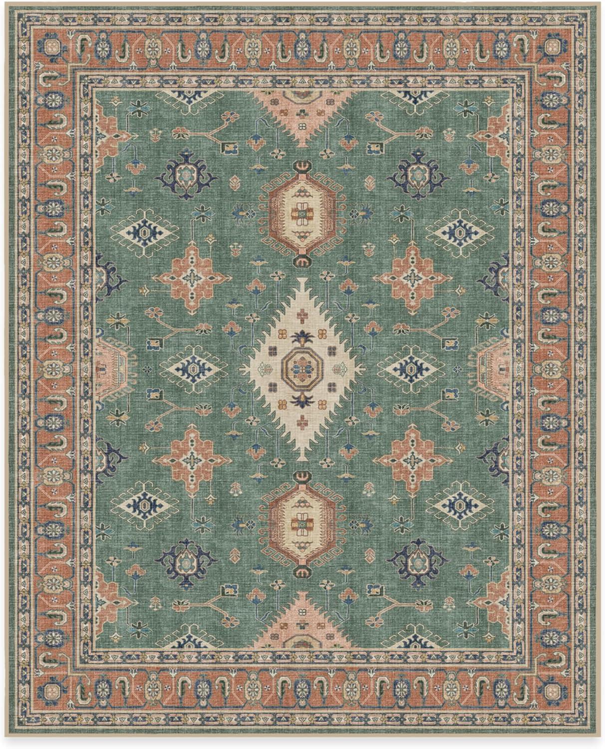 imageRUGGABLE Washable Area Rug Outdoor Allura Copper Sage 5x7 StainResistant NonSlip Medium Machine Washable Rugs for Entryway Patio Balcony Deck ampamp Porchwith Standard PadRanier Copper Sage Standard Pad