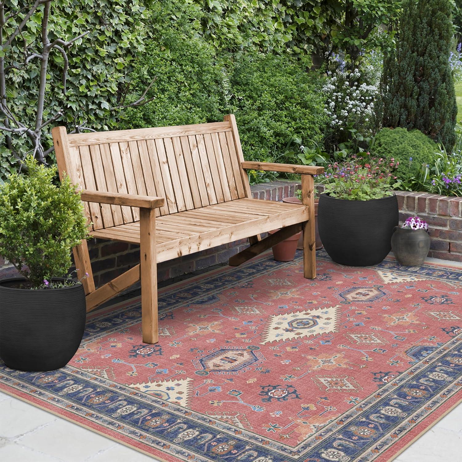 imageRUGGABLE Washable Area Rug Outdoor Allura Copper Sage 5x7 StainResistant NonSlip Medium Machine Washable Rugs for Entryway Patio Balcony Deck ampamp Porchwith Standard PadRanier Cayenne Red Standard Pad