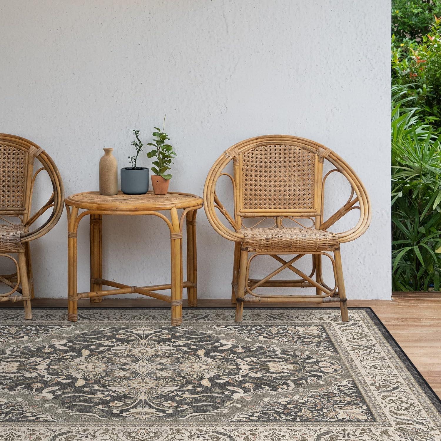 imageRUGGABLE Washable Area Rug Outdoor Allura Copper Sage 5x7 StainResistant NonSlip Medium Machine Washable Rugs for Entryway Patio Balcony Deck ampamp Porchwith Standard PadAllura Dark Wood Standard Pad