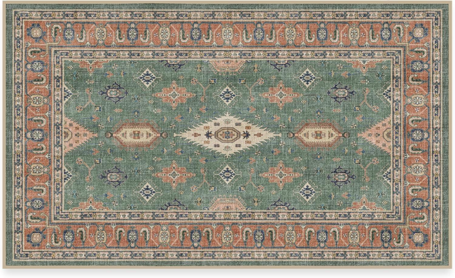 imageRUGGABLE Washable Area Rug Outdoor Allura Copper Sage 5x7 StainResistant NonSlip Medium Machine Washable Rugs for Entryway Patio Balcony Deck ampamp Porchwith Standard PadRanier Copper Sage Standard Pad