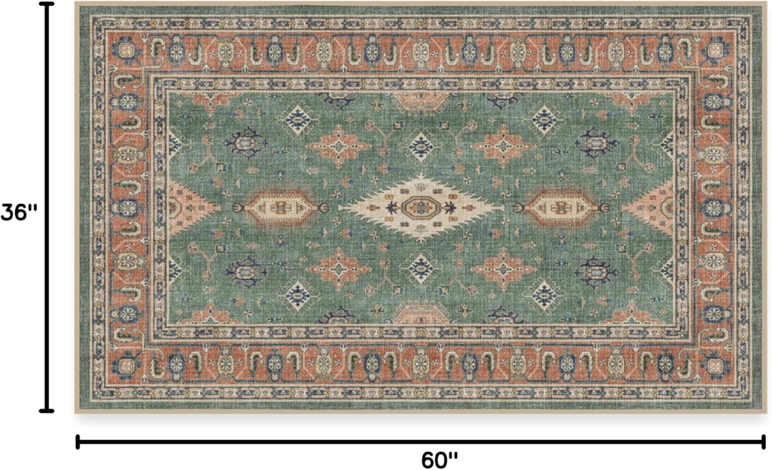 imageRUGGABLE Washable Area Rug Outdoor Allura Copper Sage 5x7 StainResistant NonSlip Medium Machine Washable Rugs for Entryway Patio Balcony Deck ampamp Porchwith Standard PadRanier Copper Sage Standard Pad