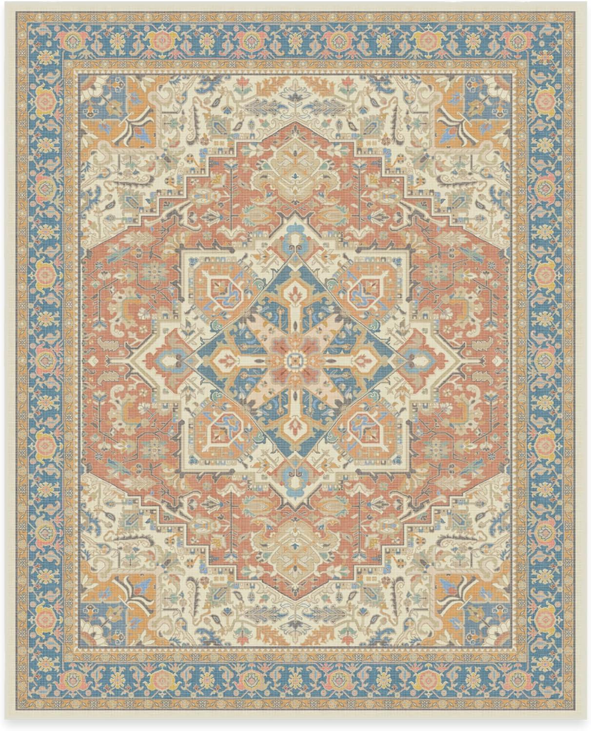 imageRUGGABLE Washable Area Rug Outdoor Allura Copper Sage 5x7 StainResistant NonSlip Medium Machine Washable Rugs for Entryway Patio Balcony Deck ampamp Porchwith Standard PadKamran Sunset Orange Standard Pad