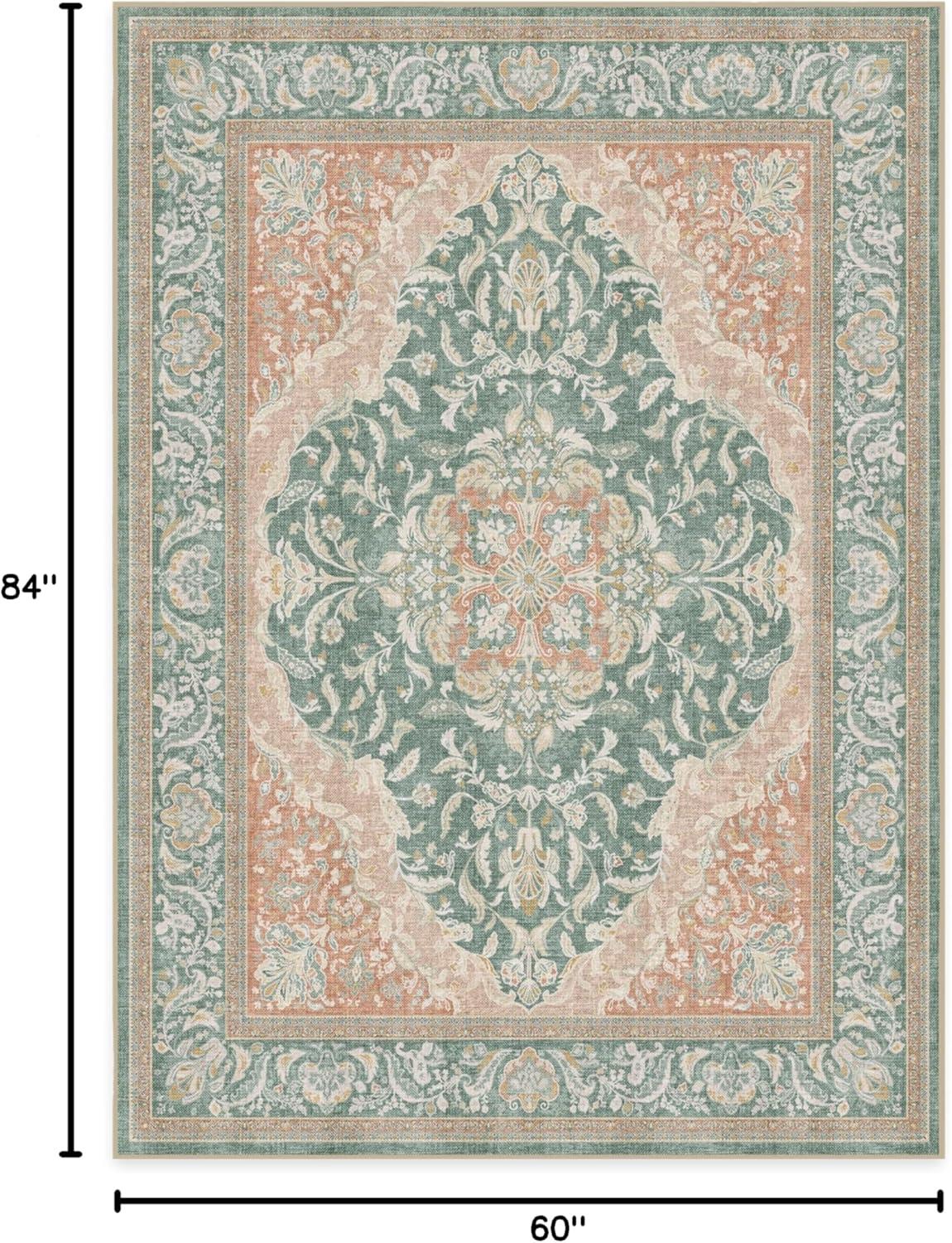 imageRUGGABLE Washable Area Rug Outdoor Allura Copper Sage 5x7 StainResistant NonSlip Medium Machine Washable Rugs for Entryway Patio Balcony Deck ampamp Porchwith Standard PadAllura Copper Sage Standard Pad