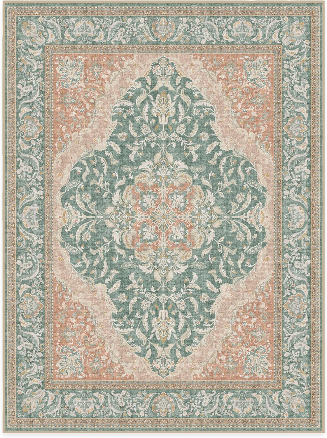 imageRUGGABLE Washable Area Rug Outdoor Allura Copper Sage 5x7 StainResistant NonSlip Medium Machine Washable Rugs for Entryway Patio Balcony Deck ampamp Porchwith Standard PadAllura Copper Sage Standard Pad