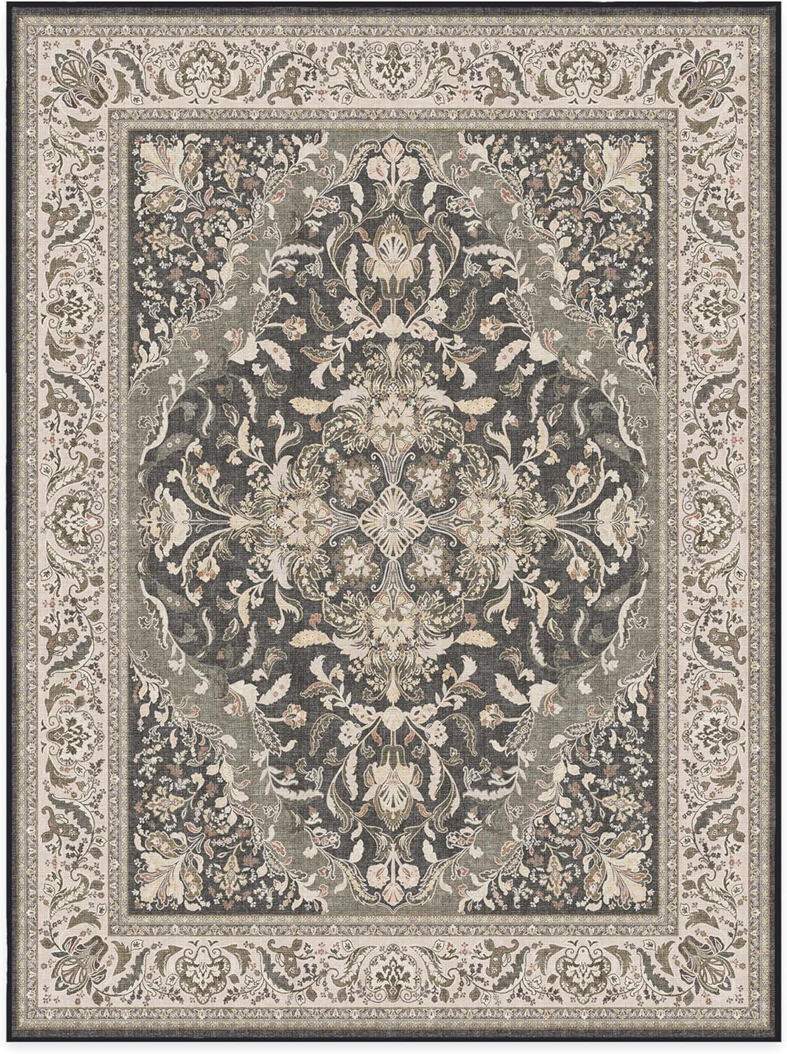 imageRUGGABLE Washable Area Rug Outdoor Allura Copper Sage 5x7 StainResistant NonSlip Medium Machine Washable Rugs for Entryway Patio Balcony Deck ampamp Porchwith Standard PadAllura Dark Wood Standard Pad