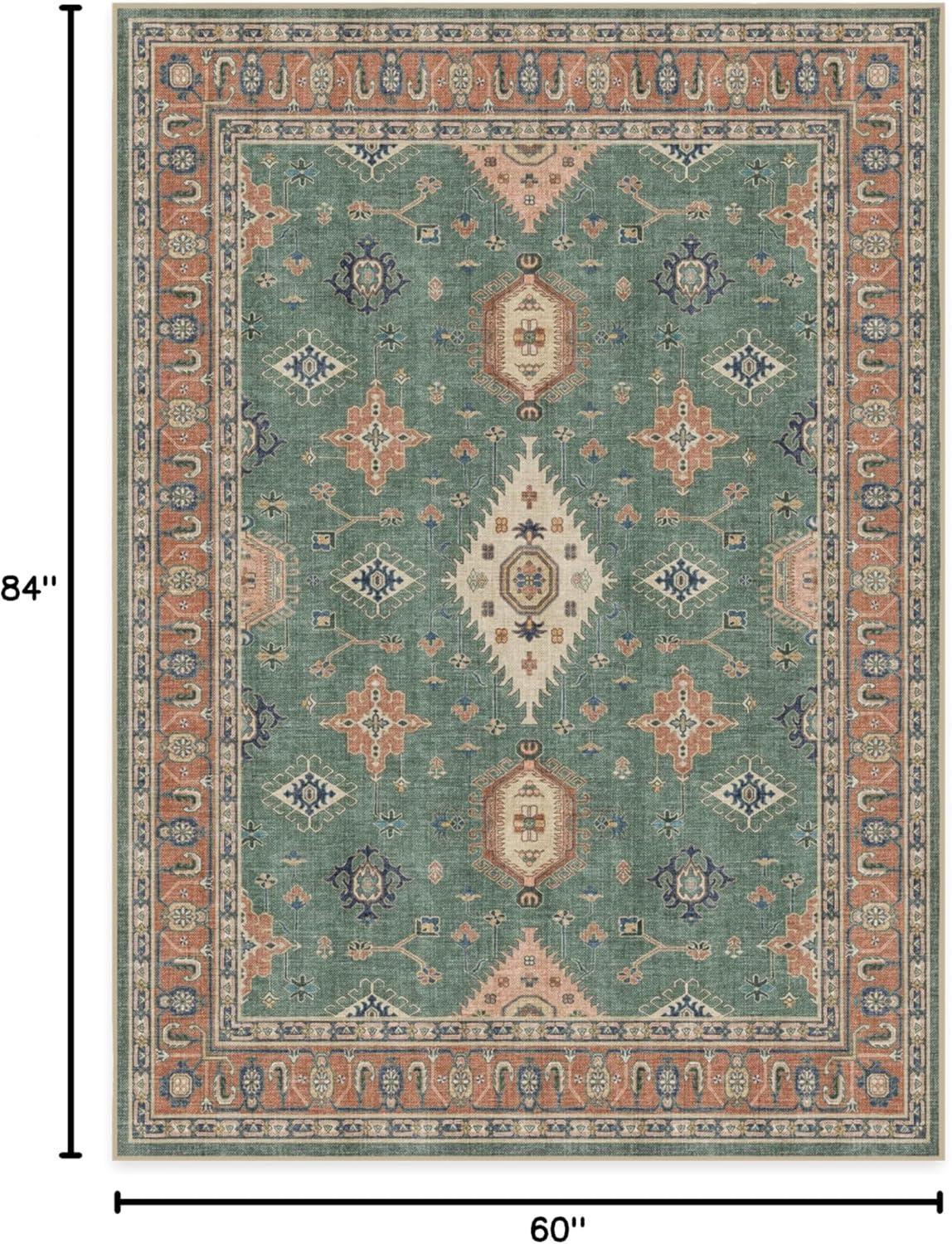imageRUGGABLE Washable Area Rug Outdoor Allura Copper Sage 5x7 StainResistant NonSlip Medium Machine Washable Rugs for Entryway Patio Balcony Deck ampamp Porchwith Standard PadRanier Copper Sage Standard Pad
