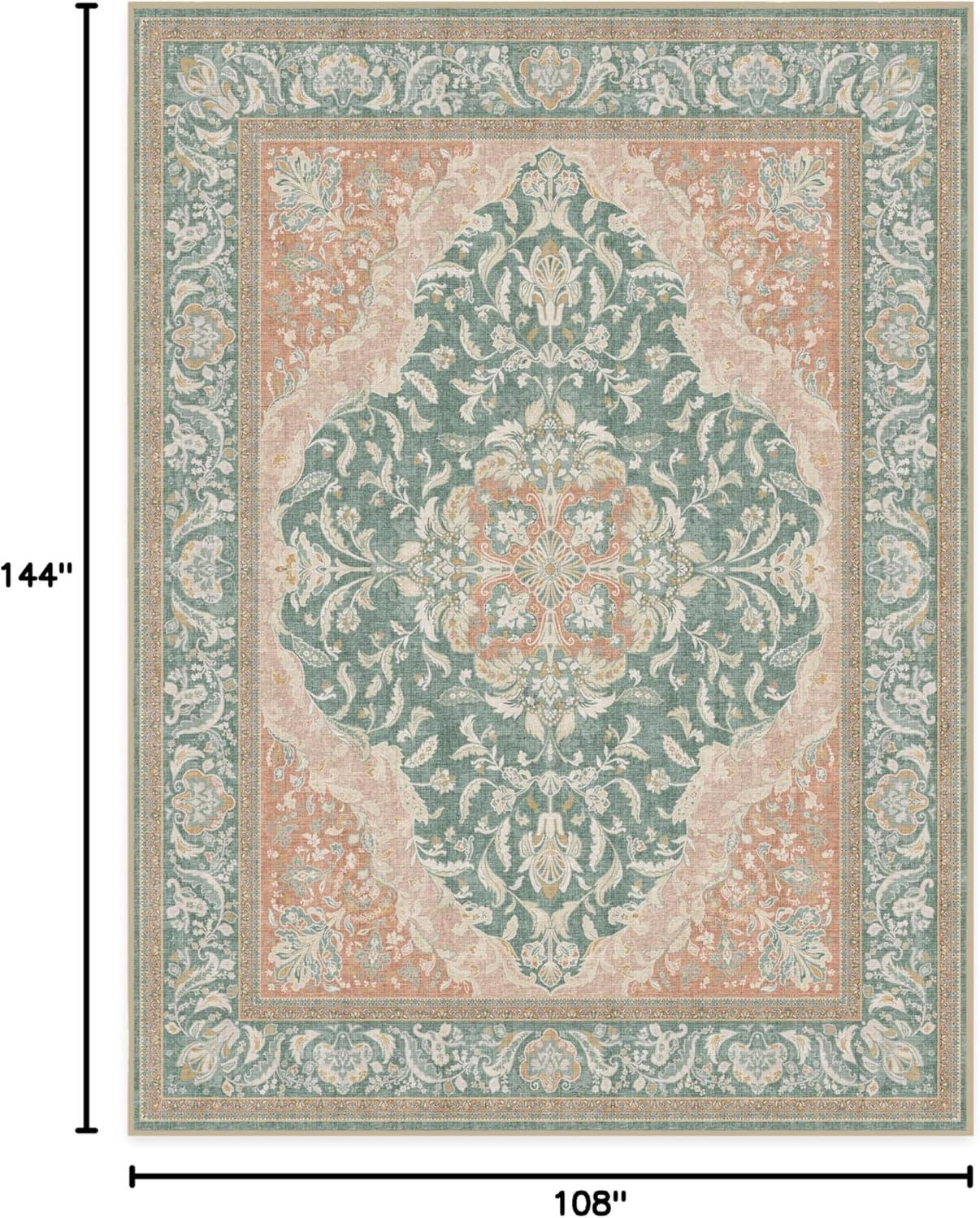 imageRUGGABLE Washable Area Rug Outdoor Allura Copper Sage 5x7 StainResistant NonSlip Medium Machine Washable Rugs for Entryway Patio Balcony Deck ampamp Porchwith Standard PadAllura Copper Sage Standard Pad