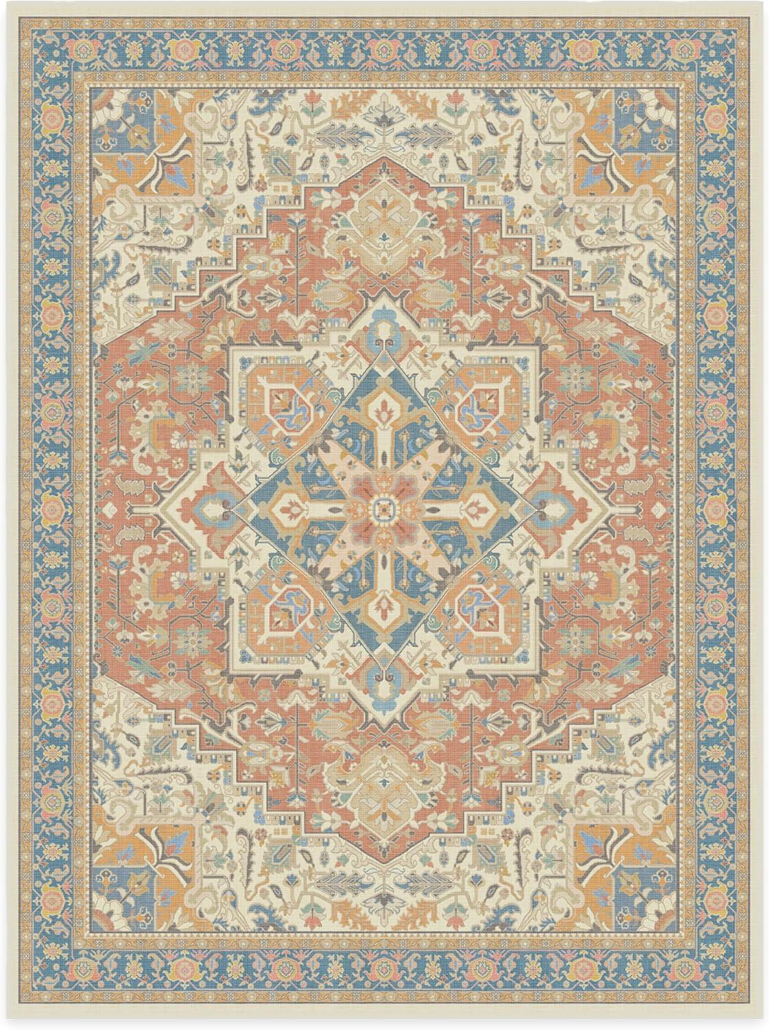 imageRUGGABLE Washable Area Rug Outdoor Allura Copper Sage 5x7 StainResistant NonSlip Medium Machine Washable Rugs for Entryway Patio Balcony Deck ampamp Porchwith Standard PadKamran Sunset Orange Standard Pad