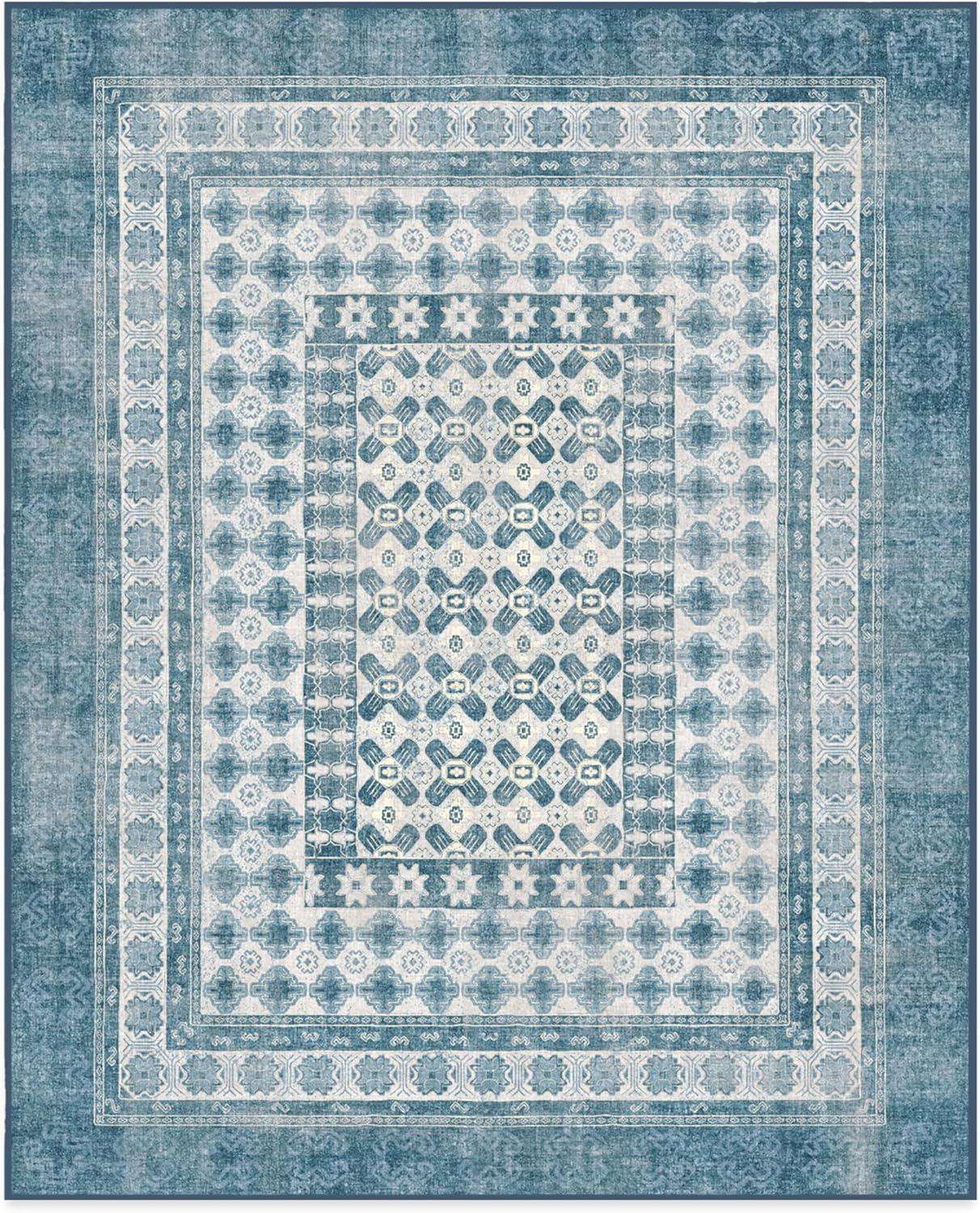 imageRUGGABLE Washable Area Rug Outdoor Allura Copper Sage 5x7 StainResistant NonSlip Medium Machine Washable Rugs for Entryway Patio Balcony Deck ampamp Porchwith Standard PadCyrus Ocean Ivory Outdoor Standard Pad