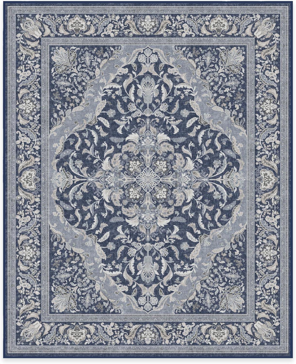 imageRUGGABLE Washable Area Rug Outdoor Allura Copper Sage 5x7 StainResistant NonSlip Medium Machine Washable Rugs for Entryway Patio Balcony Deck ampamp Porchwith Standard PadAllura Soft Navy Standard Pad