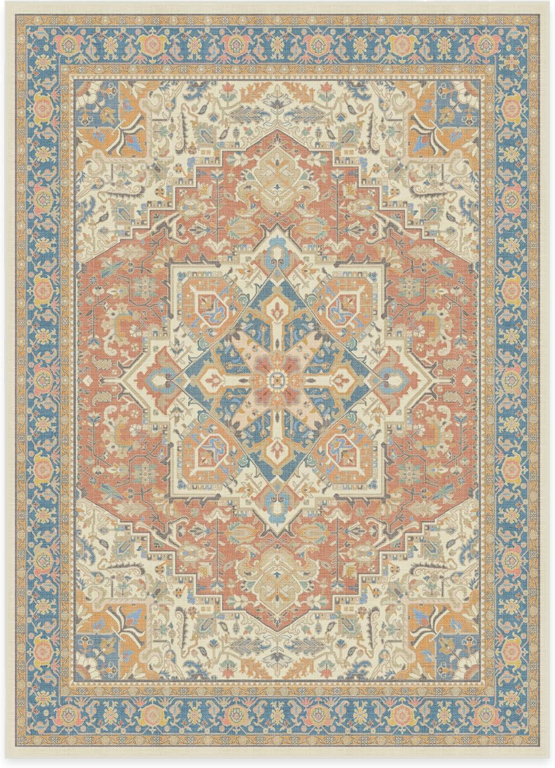 imageRUGGABLE Washable Area Rug Outdoor Allura Copper Sage 5x7 StainResistant NonSlip Medium Machine Washable Rugs for Entryway Patio Balcony Deck ampamp Porchwith Standard PadKamran Sunset Orange Standard Pad