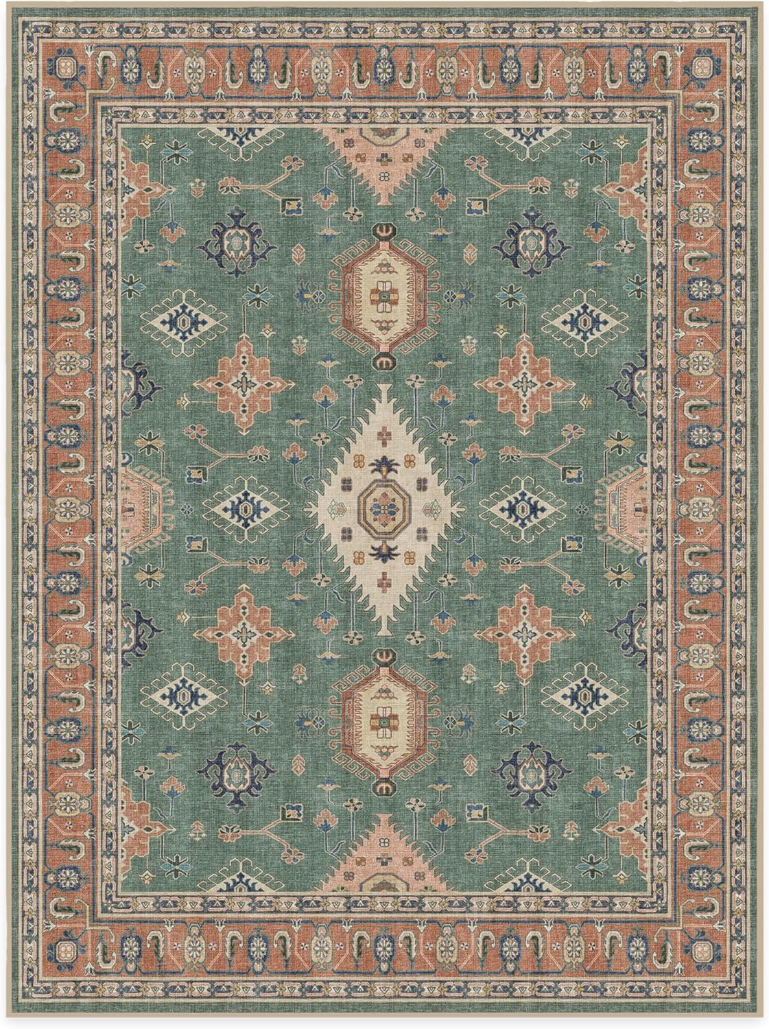 imageRUGGABLE Washable Area Rug Outdoor Allura Copper Sage 5x7 StainResistant NonSlip Medium Machine Washable Rugs for Entryway Patio Balcony Deck ampamp Porchwith Standard PadRanier Copper Sage Standard Pad