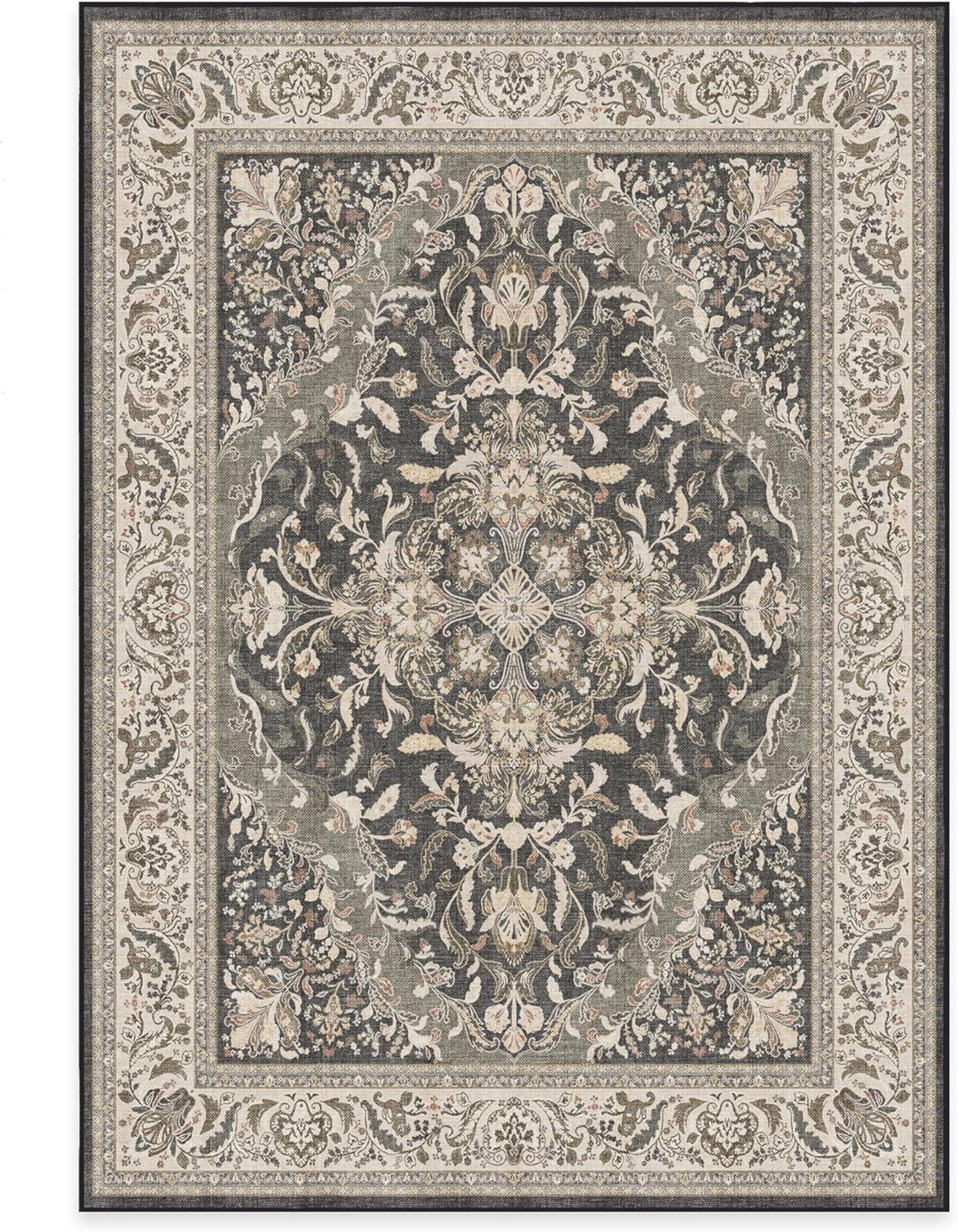 imageRUGGABLE Washable Area Rug Outdoor Allura Copper Sage 5x7 StainResistant NonSlip Medium Machine Washable Rugs for Entryway Patio Balcony Deck ampamp Porchwith Standard PadAllura Dark Wood Standard Pad