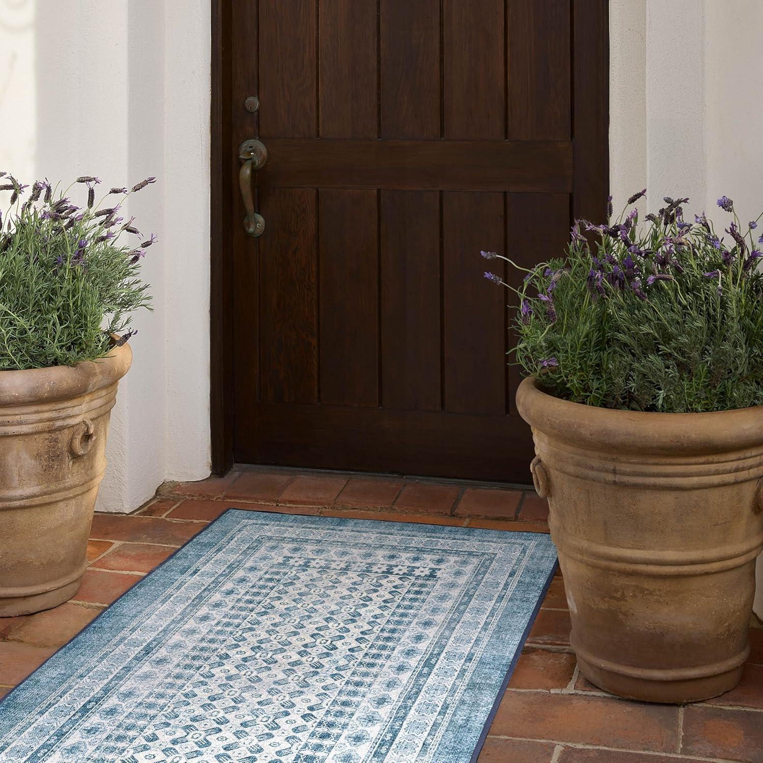 imageRUGGABLE Washable Area Rug Outdoor Allura Copper Sage 5x7 StainResistant NonSlip Medium Machine Washable Rugs for Entryway Patio Balcony Deck ampamp Porchwith Standard PadCyrus Ocean Ivory Outdoor Standard Pad