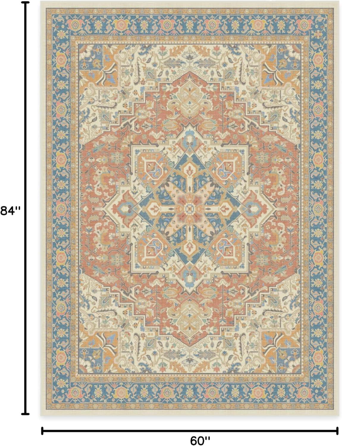 imageRUGGABLE Washable Area Rug Outdoor Allura Copper Sage 5x7 StainResistant NonSlip Medium Machine Washable Rugs for Entryway Patio Balcony Deck ampamp Porchwith Standard PadKamran Sunset Orange Standard Pad