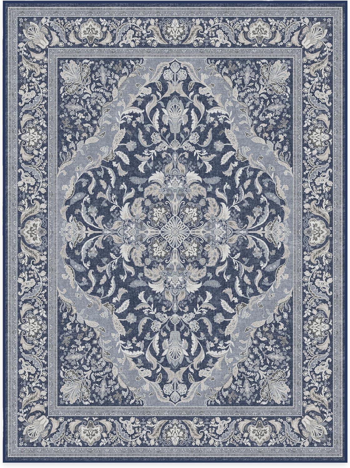 imageRUGGABLE Washable Area Rug Outdoor Allura Copper Sage 5x7 StainResistant NonSlip Medium Machine Washable Rugs for Entryway Patio Balcony Deck ampamp Porchwith Standard PadAllura Soft Navy Standard Pad