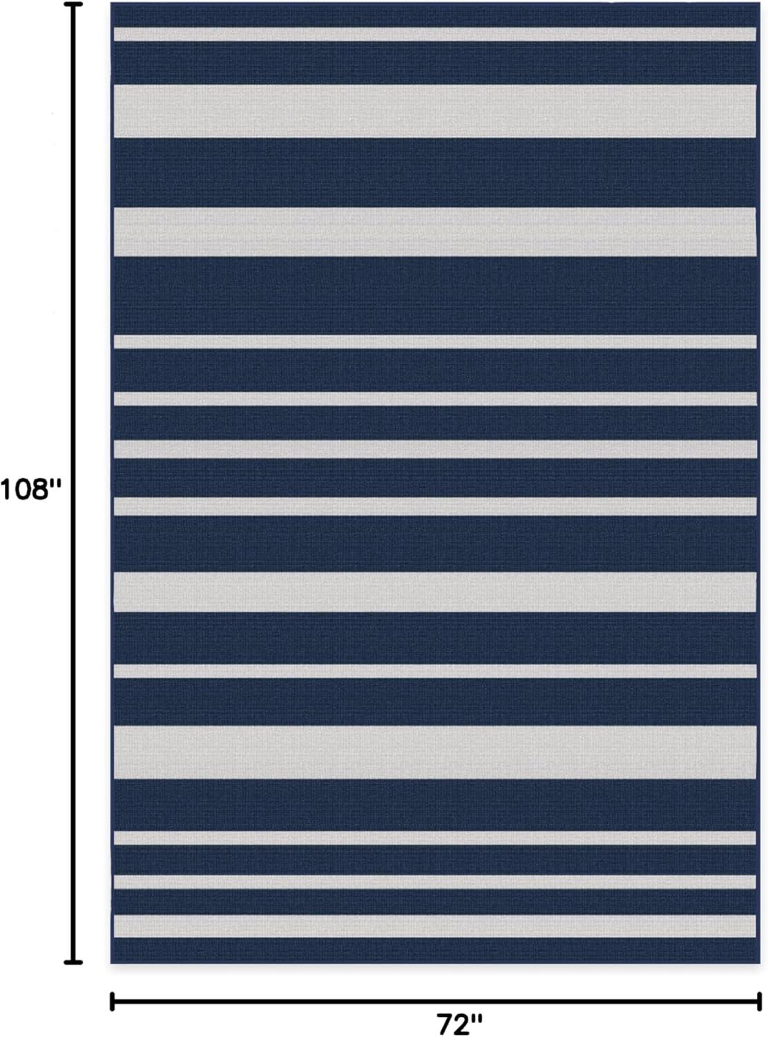 imageRUGGABLE Washable Area Rug Outdoor Gingham Plaid Black ampamp White 3x5 StainResistant NonSlip Small Machine Washable Rugs for Entryway Patio Balcony Deck ampamp Porchwith Standard PadSailmaker Stripe Blue Standard Pad