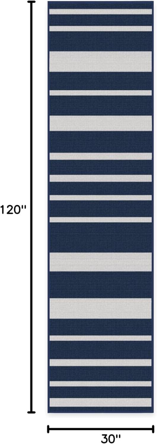 imageRUGGABLE Washable Area Rug Outdoor Gingham Plaid Black ampamp White 3x5 StainResistant NonSlip Small Machine Washable Rugs for Entryway Patio Balcony Deck ampamp Porchwith Standard PadSailmaker Stripe Blue Standard Pad
