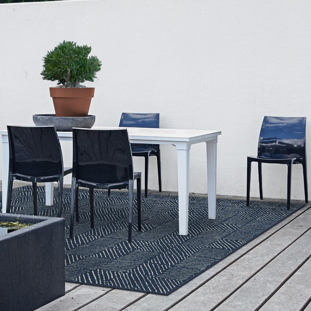 imageRUGGABLE Washable Area Rug Outdoor Gingham Plaid Black ampamp White 3x5 StainResistant NonSlip Small Machine Washable Rugs for Entryway Patio Balcony Deck ampamp Porchwith Standard PadParquet Navy Standard Pad