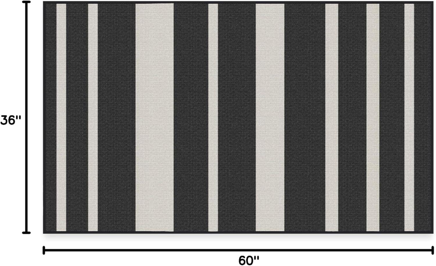 imageRUGGABLE Washable Area Rug Outdoor Gingham Plaid Black ampamp White 3x5 StainResistant NonSlip Small Machine Washable Rugs for Entryway Patio Balcony Deck ampamp Porchwith Standard PadSailmaker Stripe Black Standard Pad